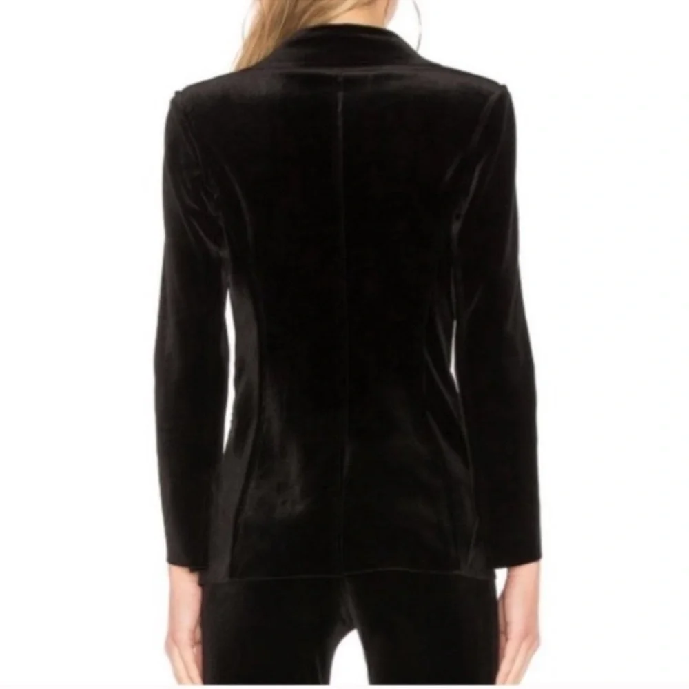Norma Kamali Black Corduroy Button Front Fitted Blazer Jacket Size 10
